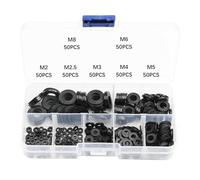 Modonghua 350pcs Washer Kit, Standard Flush Valve Seal, Different Sizes M2 M2.5 M3 M4 M 5 M6 M8, Assorted Flat Washers for Faucets Screws Household Plumbing Appliances Glass Shower Door(Black)