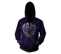 MoDoo Game Zelda Cosplay Hoodie Halloween Midna Costume 3D Zip Up Jacket for Unisex - Purple - Medium