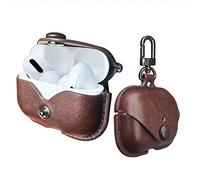 MODOS LOGICOS Leather Charging Case Cover for Apple AirPods Pro, Secure Snap-Fastener Compatible with AirPods Pro 1st & 2nd Gen - Brown