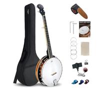 ModouString 5 String Banjo 38 Inch Full Size, Closed Back Mahogany Banjo with Remo Head,24 Brackets, Strap，Finger Picks & Full Kit for Adults and Professionals