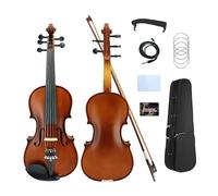 ModouString Acoustic Electric Violin 4/4 Full Size, 5 string Solid Maple Spruce with Metallic Paint, Ebony Fittings, Free Case and Bow, Beginner Kit for Adults and Teens (Yellow)