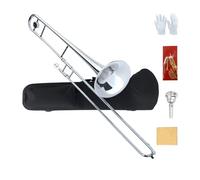 ModouString Bb Tenor Slide Trombone - B Flat Brass Trombone Nickel Plated - Includes Hard Case, Mouthpiece & Cleaning Kit - Fit for Students & Musicians and Beginners（12.7 mm & 205 mm）
