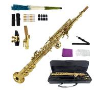 ModouString Straight Soprano Saxophone Bb B Flat Sax with Case, Mouthpiece,Reeds & Accessories Brass Woodwind Instrument for Beginners,Adults & Advanced Players