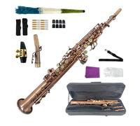 ModouString Straight Soprano Saxophone Bb B Flat Sax with Case, Mouthpiece,Reeds & Accessories Brass Woodwind Instrument for Beginners,Adults & Advanced Players Rose gold