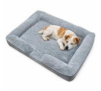 MODOVO Orthopedic Dog Cat Sofa Bed 35x25x6.5cm Soft Fleece Lining Raised Support Bolsters Deep Cushion Base Non Slip Water Resistant Washable Bed for Small Medium Pets (Grey)