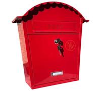 MODOVO Red Wall Mounted Post Box 38.3×31.6×11 cm Edition Weatherproof Galvanised Steel Mailbox with Lock & 2 Keys Secure Outdoor Letter Box for Home, Garden Gate & Office