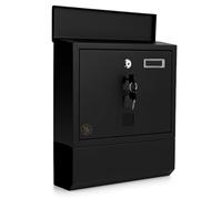 MODOVO Wall Mounted Black Post Box 35 × 30 × 10 cm - Waterproof Lockable Letter Box with 2 Keys & Newspaper Holder Large Galvanised Steel Mailbox with Nameplate & Viewing Windows Ideal