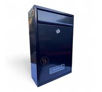 MODOVO Wall Mounted Gloss Black Post Box 32 × 22 × 9 cm Secure Lockable Letter Box with 2 Keys Weather & Rust-Resistant Galvanised Steel Mailbox for Home & Office Modern Outdoor Post Box Nameplate