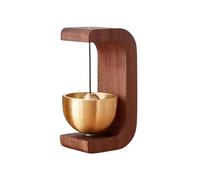 MODOVO Wooden Door Bell - Handmade Magnetic Brass Wind Chime with Solid Wood Frame & Golden Bell | Elegant Home Décor, Housewarming (Walnut Wood & Brass)