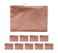 ModParty Canvas Cosmetic Bags - Bulk Set of 10 - 8.5"x6" Zippered Makeup Pouches - Blank Canvas for Custom Gifting - Wholesale Travel Toiletry Bags DIY Crafters (EB3222NP), Mocha, Canvas Cosmetic Bag