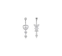 MODRSA 14G 10mm Belly Button Rings for Women, Silver Dangle CZ Butterfly Flower Heart, 2PCS Stainless Steel Navel Piercing Jewelry Belly Bars for Outfit Crop Top