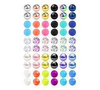 MODRSA 14G 60PCS Mix Color Replacement Balls Jewelry Piercing Stainless Steel & Clear Acrylic Barbell Parts for Industrial Barbell/Nipple Rings/Tongue Rings
