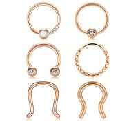 MODRSA 16G Stainless Steel Tragus Helix Earring Hoop Septum Nose Lip Eyebrow Rings Clicker Segment Ring Cartilage Ear Piercing 6PCS