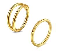 MODRSA 18G Nose Ring Hoop 316L Surgical Steel Hinged Clicker Septum Ring Moon Helix Conch Earring Segment Ring Dia 8MM Tragus Cartilage Earring Piercing 2PCS Gold