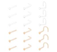 MODRSA 20G 7mm Clear UV Nose Studs, Flat Top Invisible L Shape Screw Piercing Retainer Set, 18PCS Bioflex Flexible Acrylic Cartilage Tragus Helix Earrings for Women Men