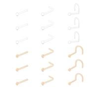 MODRSA 20G 7mm Clear UV Nose Studs, Round Top Invisible L Shape Screw Piercing Retainer Set, 18PCS Bioflex Flexible Acrylic Cartilage Tragus Helix Earrings for Women Men