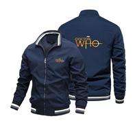 MODRYER 2025 Mens Jackets For Doctor Who Lightweight Fashion Bomber Jackets Spring Fall Running Sportswear Casual Thin Windbreaker Outerwear With Pockets,Blue-XL