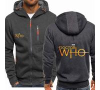 MODRYER Full Zip Hoodie For Mens Hooded Sweatshirts For Doctor Who Casual Active Jacket Casual Pullover Hoodies With Pocket,Grey-XXL