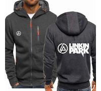 MODRYER Hoodies For Men Full Zip Sweatshirts For Linkin Park Hooded Jacket Windproof Thermal Casual Coats Outdoor Sports Jackets With Pockets,Grey-M