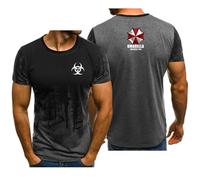 MODRYER Men's Activewear T-Shirts For Resident Sports Fitness Short-sleeved Shirt For Evil Crewneck Undershirt For Umbrella High Elastic Quick-drying Training Suit,Grey-L