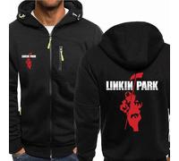 MODRYER Men's Casual Hoodies For Linkin Park Zip Sweatshirt Warm Thick Long Sleeve Jackets Hooded Sweatshirts Softshell Jacket With Pockets,Black-M