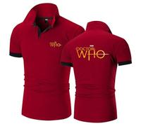 MODRYER Men's Classic Short Sleeve Summer Polo Shirts For Doctor Who Breathable Quick-drying Golf Shirt Moisture Wicking Casual Sports T-shirts Tops,Red-M