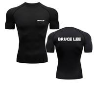 MODRYER Men's Compression Shirts For Bruce Lee Athletic Short Sleeve Tops Workout T-Shirt Slimming Vest Base Layer Undershirt Cool Quick Dry Tank Top For Running Cycling,Black-XL