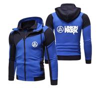 MODRYER Men's Fleece Hoodies For Linkin Park Zip Up Hooded Sweatshirt Jacket Adults Teenagers Pullover Hoodie Warm Cosy Hooded Sportswear Outerwear,Blue-XL