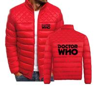 MODRYER Men's Fleece Jacket For Doctor Who Warm Lightweight Puffer Jacket Ski Coat Windproof Mountain Jackets Packable Down Jacket Winter Thermal Parka Jackets,Red-XL