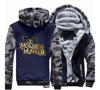 MODRYER Men's Fleece Jacket For Monster Hunter Full Zip Fleece Hoodies Windproof Thermal Winter Coats Outdoor Warm Long Sleeve Jackets With Pockets,Navy blue-M
