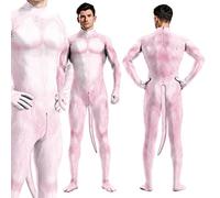 MODRYER Mens Halloween Costume Animals Printed Cosplay Bodysuit Christmas Theme Party Masquerade Jumpsuit Kids Adults Carnival Fancy Dress Suit With Tail,Pink Pig-Kids/2XL