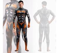 MODRYER Mens Halloween Costume Animals Printed Cosplay Bodysuit Christmas Theme Party Masquerade Jumpsuit Kids Adults Carnival Fancy Dress Suit With Tail,Werewolf-Kids/L