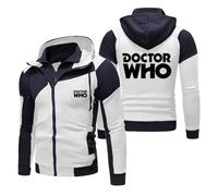 MODRYER Men's Hoodie For Doctor Who Zip Up Fleece Sweatshirt Hooded Jacket Warm Thick Winter Pullover Hoodies Teens Adults Long Sleeve Sportswear With Pockets,White-M