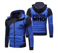 MODRYER Men's Hoodie For Doctor Who Zip Up Fleece Sweatshirt Hooded Jacket Warm Thick Winter Pullover Hoodies Teens Adults Long Sleeve Sportswear With Pockets,Blue-XL