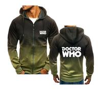 MODRYER Men's Hoodies For Doctor Who Zip Up Jacket Long Sleeve Pullover Hoody Sweatshirt Spring Warm Tracksuit Hooded Jumpers Windproof Coats With Pockets,Green-Adults/L