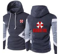 MODRYER Men's Hoodies Jumper For Resident Fleece Hooded Sweatshirt For Evil Slim Fit Long Sleeve Pullover Sweater For Umbrella Casual Sweatshirts Tops,Grey-XXL