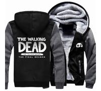 MODRYER Mens Pullover Hoodie For Walking Dead Winter Fleece Jacket Pullover Hooded Sweatshirts Zipper Hoodies Soft Warm Coat For Men,Black grey-L