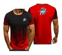 MODRYER Men's Short Sleeve Crewneck T-Shirts For MV Agusta Moisture-Wicking Athletic Tee Shirt 3d Printed Logo Undershirt Gym Running Workout Training Suit Tops,Red-XXL
