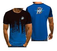 MODRYER Men's Short Sleeve Crewneck T-Shirts For MV Agusta Moisture-Wicking Athletic Tee Shirt 3d Printed Logo Undershirt Gym Running Workout Training Suit Tops,Blue-XXL