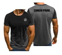 MODRYER Men's T-Shirts For Linkin Park High Elastic Breathable Short Sleeve LOGO Printing Group Tops Fashion Loose Round Neck Tees Quick-drying Sports Undershirt,Grey-L