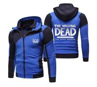 MODRYER Men's Zip Up Hoodie For Walking Dead Soft Fleece Sweatshirt Coats Winter Warm Thick Hooded Athletic Jacket Casual Long Sleeve Pullover Sweatshirts With Pockets,Blue-3XL