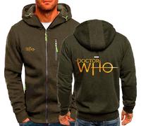 MODRYER Men's Zip Up Hoodies For Doctor Who Pullover Hooded Sweatshirt Casual Long Sleeve Jacket Lightweight Warm Running Coat With Pockets,Green-XL
