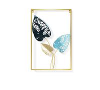 MODRYER Metal Wall Art 3D Minimalist Tree Leaf Wall Sculpture Decor, Gold Framed Wall Art Modern Minimalist For Living Room Dining Room Office - Housewarming Gift,C-40 * 3 * 60cm