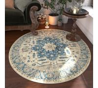 MODRYER Round Boho Rug Comfortable Short Pile Anti Slip Backing Easy Clean Retro Area Rug Indoor Decorative Throw Carpet For Daily Household Decoration, 80cm/31.5in-L