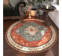 MODRYER Vintage Style Round Boho Rug High Density Polyester Non Shedding Stain Resistant Circular Floor Mat Farmhouse Decor Carpet For Hallway Home High Traffic Areas, 100cm/39.4in-M