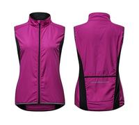 MODRYER Womens Cycling Gilets Hi Vis Reflective Running Bike Vest Lightweight Softshell Windproof Gear Sleeveless Bicycle Jacket Packable Cycling Windbreaker With Pocket,Purple-XL