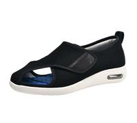 MODRYER Women's Summer Breathable Mesh Sandals Adjustable Strap Air Cushion Sneakers - Lightweight Non-Slip Fish Mouth Shoes For Wide Feet Swollen Feet,Black-37 EU