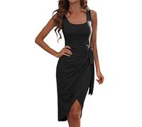 MODSGUE Evening Dresses Short Backless Cocktail Dress Without Accessories Sequin Dress Festive Midi Dress Neckline Tulle Dress Sleeveless Tulle Skirt for Wedding, black, L