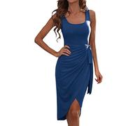 MODSGUE Evening Dresses Short Backless Cocktail Dress Without Accessories Sequin Dress Festive Midi Dress Neckline Tulle Dress Sleeveless Tulle Skirt for Wedding, blue, XL