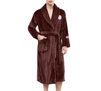 MODSGUE Men's Terry Towelling Flannel Dressing Gown Festival Pyjamas Skin-friendly and Super Absorbent Casual Dress Cotton Trench Coat for Men, brown, XL